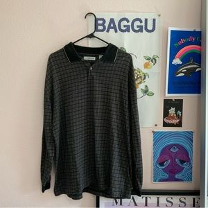 vintage printed long sleeve polo